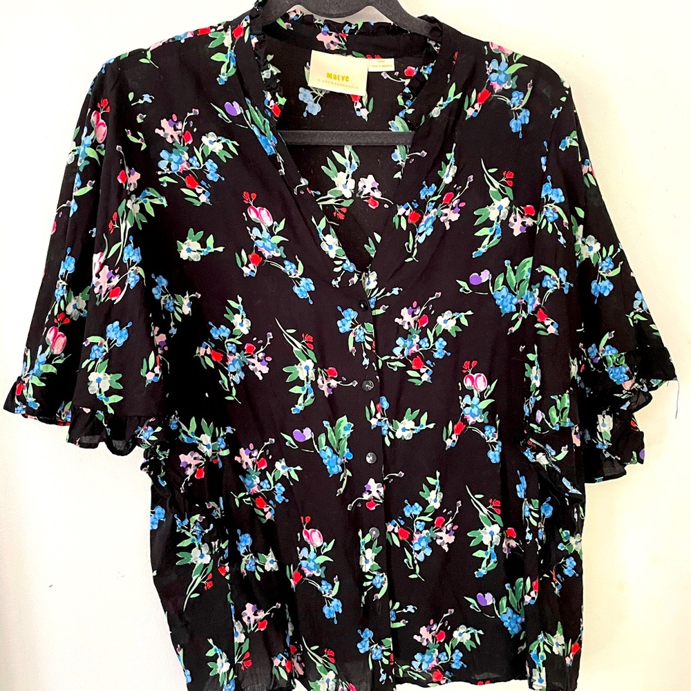 Maeve flutter sleeve blouse